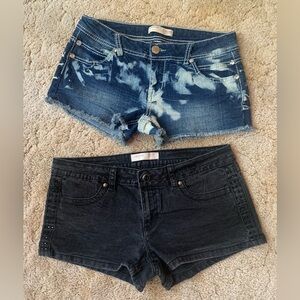 EUC 2 PAIRS NO BOUNDARIES SHORT SHORTS IN BLUE AND BLACK IN JUNIOR SIZE 11.